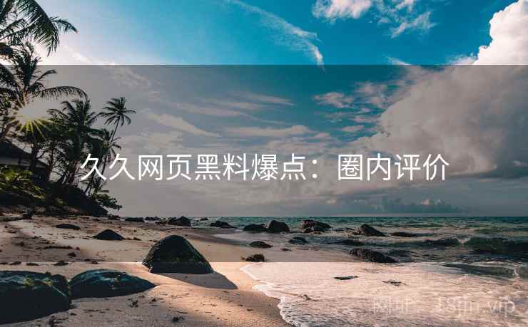 久久网页黑料爆点：圈内评价